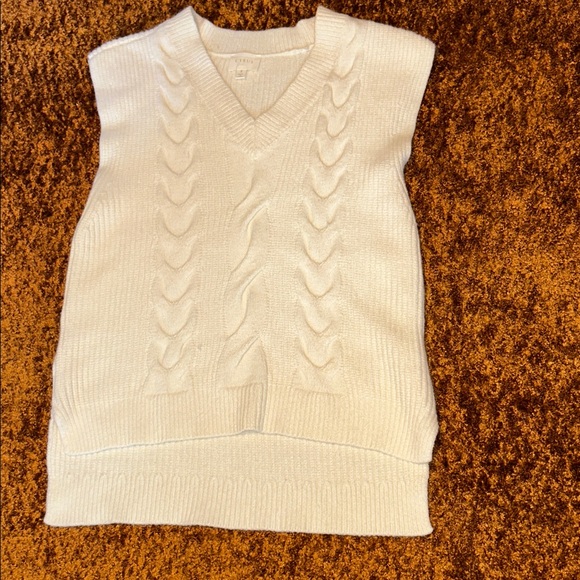 Cyrus Tops - Cyrus Cream Cable Knit Sleeveless Sweater